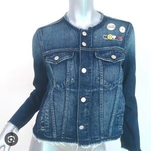 Amo Denim Lola Raw Hem Denim Jacket in True Blue